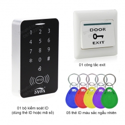 Bộ kiểm soát mở khóa cửa điện từ bằng thẻ ID-mã số, kèm 5 thẻ ID và công tắc exit