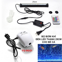 Bộ đèn LED đổi màu nhiều chế độ cho bể cá kèm điều khiển từ xa (remote) ZY025, có lỗ sủi khí và máy thổi khí oxy cho bể cá