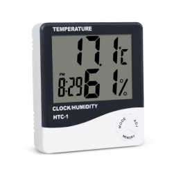 Nhiệt kế đo nhiệt độ kiêm độ ẩm và đồng hồ kỹ thuật số, báo thức đa năng