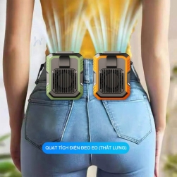 Quạt tích điện đeo thắt lưng-eo đa năng kiêm sạc dự phòng thế hệ mới không chổi than