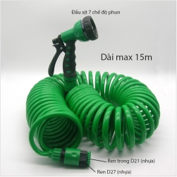 Bộ vòi xịt 7 chế độ kèm dây mềm lò xo dài max 15m (JC615)