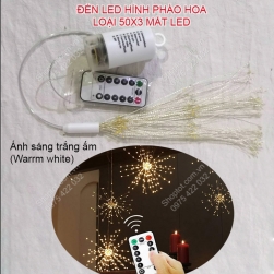 Đèn led dây MD503-50x3 mắt led hình pháo hoa nhấp nháy nhiều chế độ, dùng pin tiểu AA, chống nước mưa, có điều khiển – remote