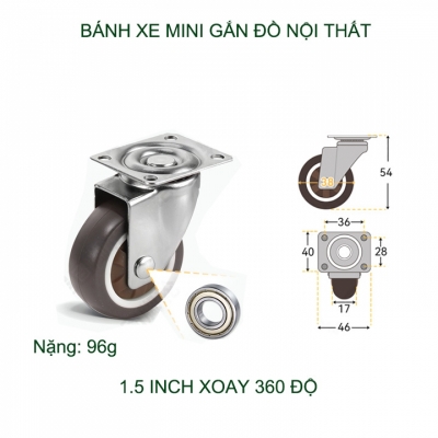 Banh xe mini xoay 360 do