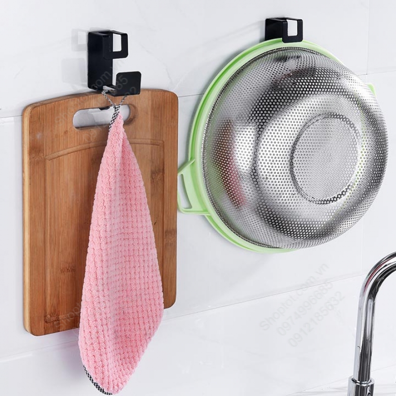 Móc treo thau chậu, rổ giá bằng inox 201, gắn tường bằng keo , treo đồ ...