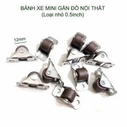 Bộ 4 bánh xe mini 12mm cố định gắn đồ vật tiện dụng giúp di chuyển kệ, bàn, ghế, giá để đồ dễ dàng