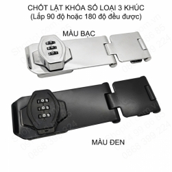 Chốt lật có khóa số, loại 3 khúc góc 90-180 độ đều được, dùng cho cửa, hòm, tủ, ngăn kéo bàn, bằng thép mạ chống gỉ