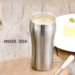 Cốc (ly) bằng inox 304 loại 2 lớp chống nóng 430ml dùng uống trà, cà phê, sữa