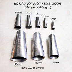 Bộ đầu vuốt keo silicon bằng inox không gỉ, Loại 8 đầu