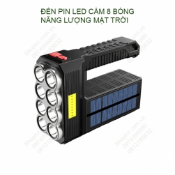 Đèn Pin LED năng lượng mặt trời, loại cầm tay 8 pha siêu sáng, có pin sạc gắn bên trong