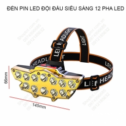 Đèn Pin LED siêu sáng đội đầu P12LED, 12 bóng led (2T6 + 10XPE) chạy pin sạc