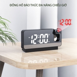 Đồng hồ chiếu giờ lên tường, trần nhà, có hiển thị nhiệt độ, lịch và báo thức (DHCG.682)