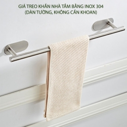 Giá treo khăn nhà tắm bằng inox 304, dán tường không cần khoan