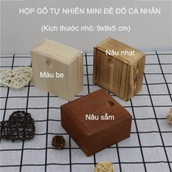 Hộp nhỏ để đồ cá nhân, đồ trang sức bằng gỗ tự nhiên, có nắp (9x9x5cm)