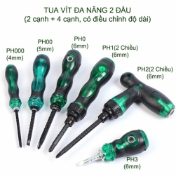 01 Tua vít đa năng 2 đầu, có thể điều chỉnh độ dài (2 cạnh và 4 cạnh)