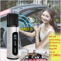 Micro không dây K199 hát Karaoke trên ô tô kết nối bằng sóng FM 87.5MHz