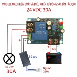 Module mạch kiểm soát và điều khiển tự động sạc bình ắc quy YX1708 -24VDC 30A